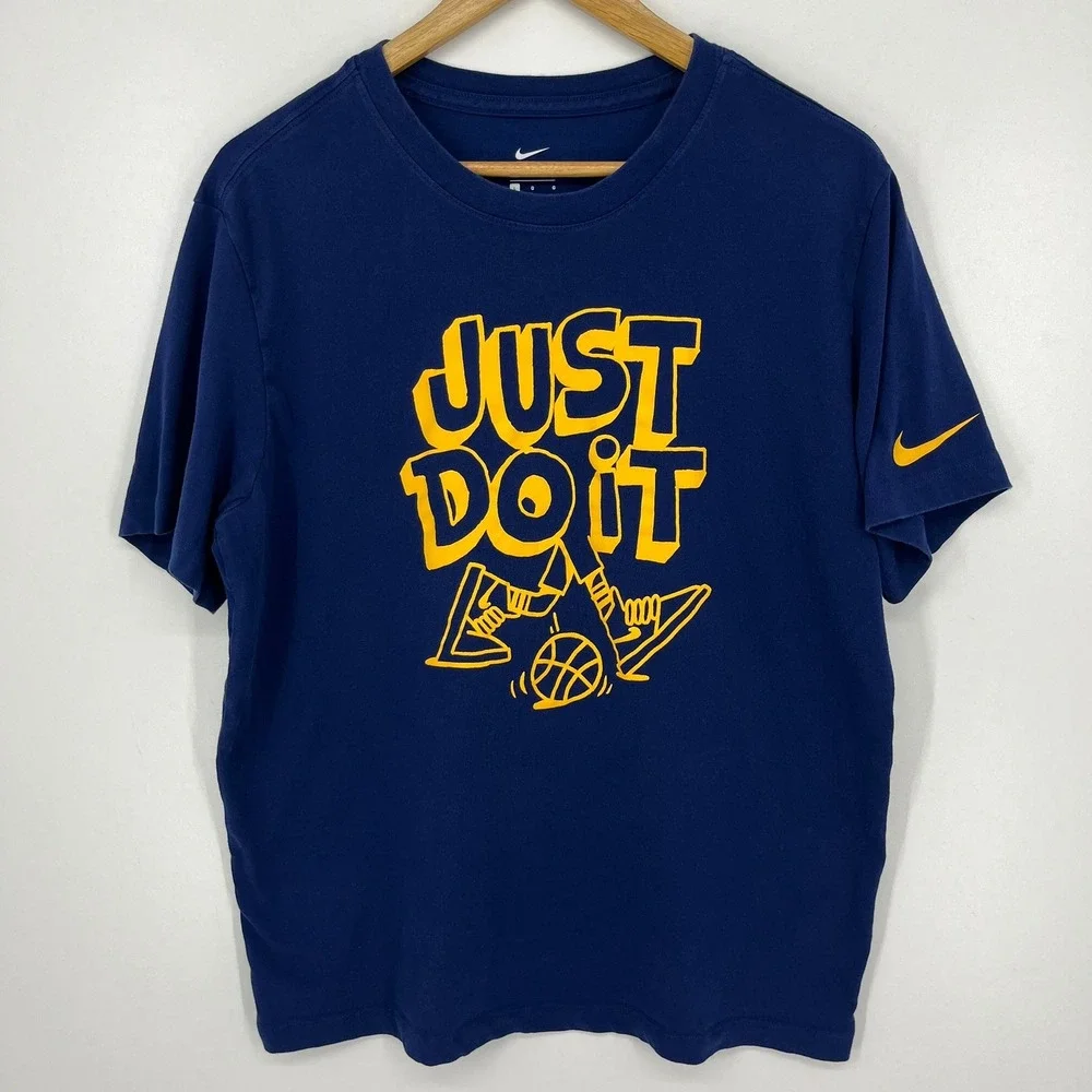 Nike Mens Dri-FIT Just Do It Basketball Graphic T-Shirt Navy Blue Large